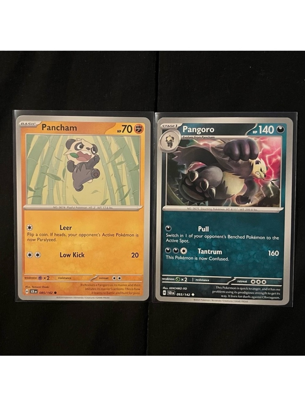 PANCHAM #85/142 & PANGORO #93/142 SV07: STELLAR CROWN 2024
POKEMON CARDS x 2